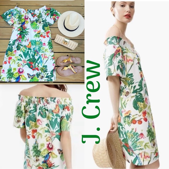 J. Crew Dresses & Skirts - Tropical Floral Off-Shoulder Mini Dress